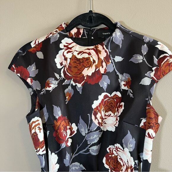 Theory Black Floral Mini Dress - Picture 4 of 12